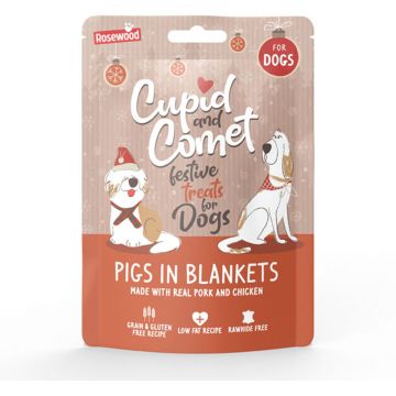 ROSEWOOD Recompensă pentru câini PIGS IN BLANKETS, ediţie Crăciun 100g