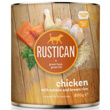 RUSTICAN Pui şi Somon cu Orez Brun