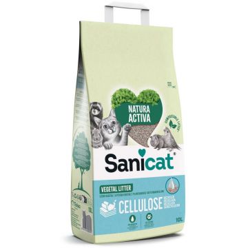 SANICAT Clean&Green Aşternut pisici, celuloză şi hârtie, biodegradabil 10L/3,4kg