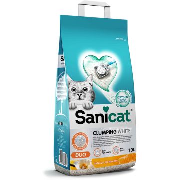 SANICAT Clumping Nisip pentru pisici, cu aromă de Vanilie şi Mandarină 10L/8,3kg