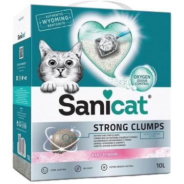 SANICAT Clumping Nisip pentru pisici Strong Clumps, bentonită 10L/10,85kg