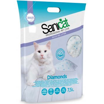 SANICAT Diamonds Nisip igienic silicat pentru pisici 7,5L/3,45kg