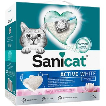 SANICAT Nisip igienic pentru pisici Active White Lotus Flower 10L/8,5kg