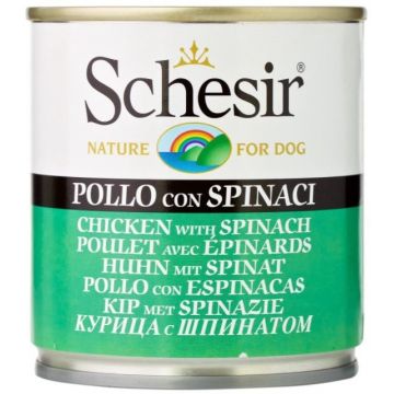 SCHESIR Conservă pentru câini, cu Pui şi spanac 285g
