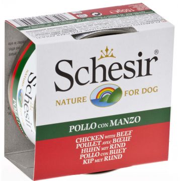 SCHESIR Conservă pentru câini File de Pui şi Vită 150g