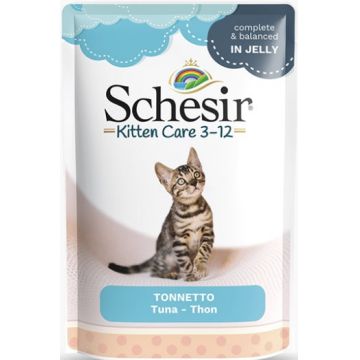 SCHESIR KITTEN Care 3-12 Plic pentru pisicuţe, cu Ton 85g