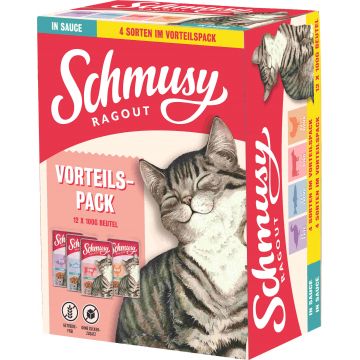 SCHMUSY Ragout Pachet plicuri pentru pisici, în sos 12x100g
