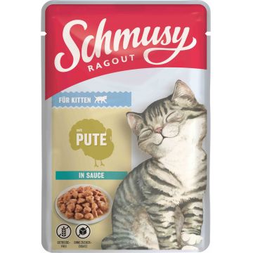 SCHMUSY Ragout Plic KITTEN, Curcan în sos 100g