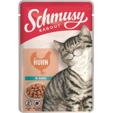 SCHMUSY Ragout Plic pentru pisici, Pui în sos 100g