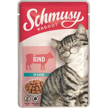 SCHMUSY Ragout Plic pentru pisici, Vită în sos 100g