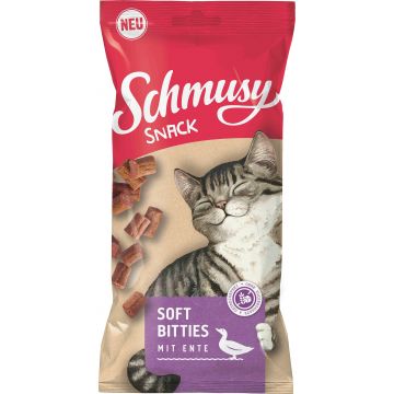 SCHMUSY Soft Bitties Recompense pentru pisici, cu Raţă 60g
