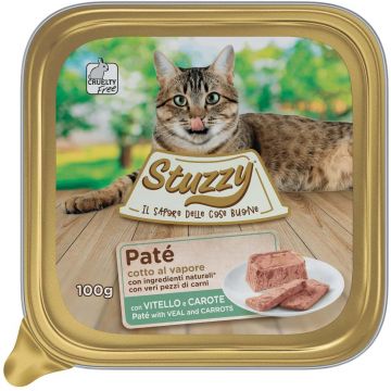 STUZZY Cat Pate pentru pisici, cu Viţel şi Morcovi 100g