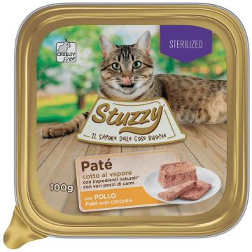 STUZZY Cat Pate pentru pisici sterilizate, cu Pui 100g