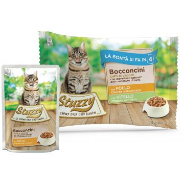 STUZZY Chunks Pachet plicuri ptr pisici, cu Viţel/Pui 4x85g