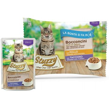 STUZZY Chunks Pachet plicuri ptr pisici sterilizate, cu Pui şi Curcan 4x85g