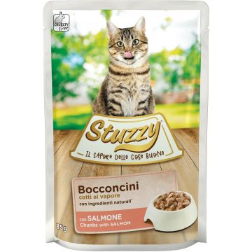 STUZZY Chunks Plic hrană umedă pentru pisici, cu Somon 85g