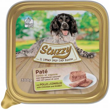 STUZZY Dog Pate pentru câini, cu Pui şi Iepure 300g