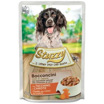STUZZY Plic hrană umedă pentru câini, cu Curcan şi Morcovi 100g