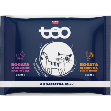TEO Pachet plicuri pentru KITTEN, cu Vită şi Curcan 4x85g