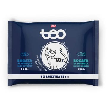 TEO Pachet plicuri pentru pisici Adulte, cu Păstrăv şi Somon 4x85g