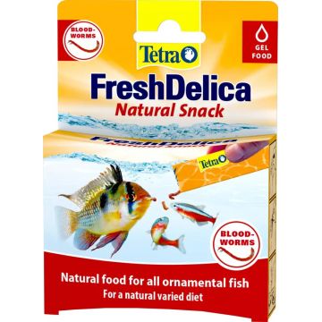 TETRA FreshDelica Bloodworms Snack sub formă de gel pentru peşti ornamentali 48g