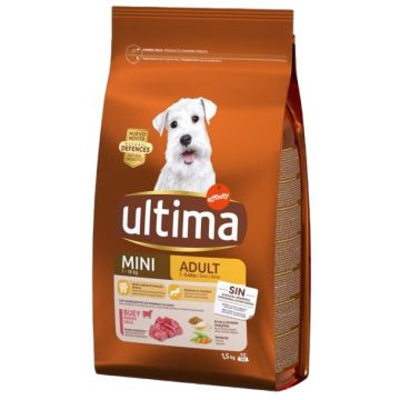 ULTIMA Hrană uscată pentru câini Mini Adult, cu Vită 1,5kg