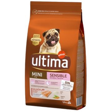 ULTIMA Hrană uscată pentru câini Mini Adult Sensitiv, cu Somon 1,5kg