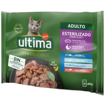 ULTIMA Multipack selectie de peste în sos, pentru pisici sterilizate 4x85g