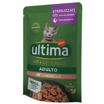 ULTIMA Plic hrană umedă pentru pisici Sterilizate, cu Miel 85g