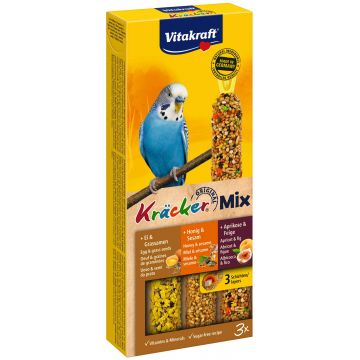 VITAKRAFT Baton pentru peruşi, Trio-Mix cu Ou, Fructe, Miere 3 bucăţi, 80g