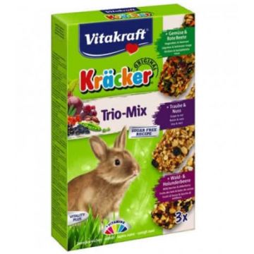 VITAKRAFT Baton pt iepuri Legume, Nuci, Fructe pădure 3 bucăţi, 168g