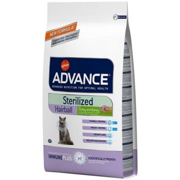 AFFINITY ADVANCE Sterilized Hairball - Hrană pentru pisici, Curcan şi orz, 1,5kg