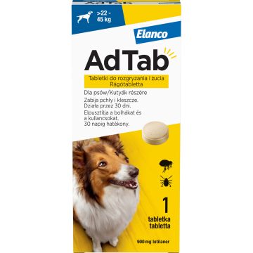 Antiparazitar extern pentru caini intre 22-45 kg AdTab, 1 comprimat masticabil (900 mg)