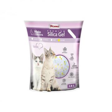 Asternut igienic pentru pisici Silica Gel Figaro 3,8L cu lamaie