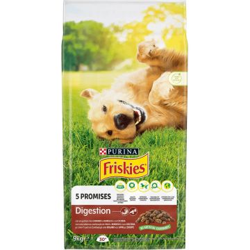 FRISKIES Hrană uscată DIGESTION pentru câini Adulţi, Vită, Miel şi Cicoare 9kg