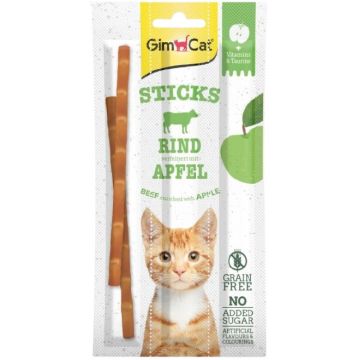 GIMCAT Recompense pentru pisici, Sticks cu Vită şi Măr 3x5g