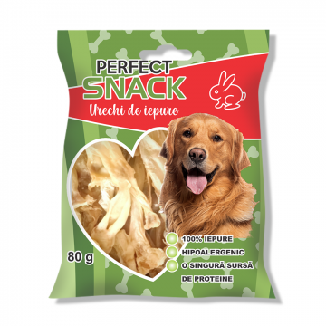 Hrana complementara pentru caini, Perfect Snack, urechi de iepure, 80 g