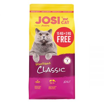 JosiCat Sterilised Classic Promo Pack 15+3 kg