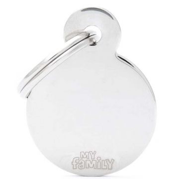 MY FAMILY Basic Medalion rotund pentru gravat, din alamă cromată S 2,15x2,85cm