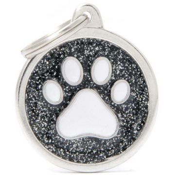 MY FAMILY Shine Medalion rotund pt. gravat Lăbuţă Albă 3,17x3,93cm, Negru