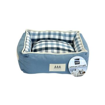 Pat caini si pisici, Aria Marchese Scacchi Bleu/ Cadril, M 63x53x20 cm