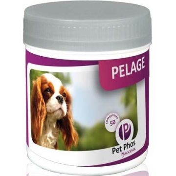 PET PHOS Special Pelage Supliment vitamino-mineral pentru câini, 50 tablete