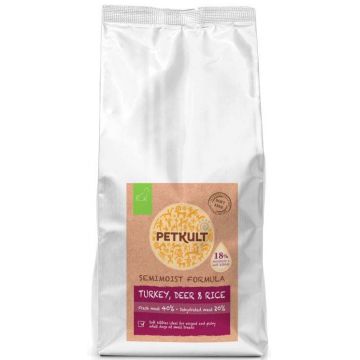 PETKULT Hrană semiumedă pentru câini Curcan, Căprioară şi Orez 1,5kg