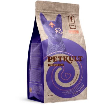 PETKULT Probiotic Care HAIR&SKIN pentru pisici, cu Somon proaspăt