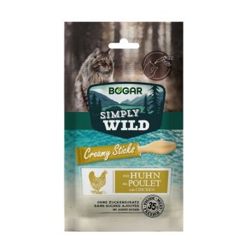 Recompense pentru pisici - Bogar Simply Wild - Creamy Sticks - Somon - 5 x 15 g