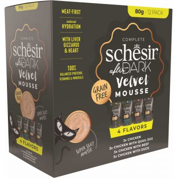 SCHESIR After Dark Pachet plicuri pentru pisici, mousse 12x80g