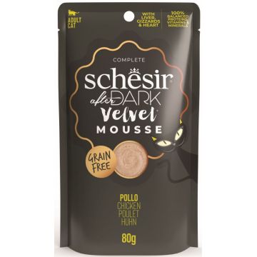 SCHESIR After Dark Plic pentru pisici, mousse cu Pui 80g