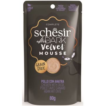 SCHESIR After Dark Plic pentru pisici, mousse cu Pui şi Raţă 80g