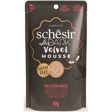 SCHESIR After Dark Plic pentru pisici, mousse cu Pui şi Vită 80g