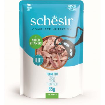 SCHESIR Plic hrană umedă pentru pisici, cu Ton, în jeleu 85g